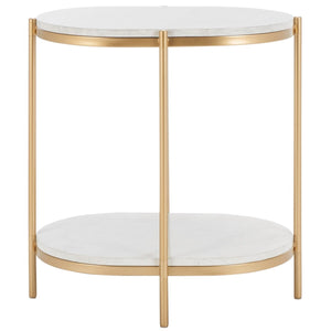 Safavieh Dove End Table  XII23 White Faux Marble  / Gold  Metal ACC2501A