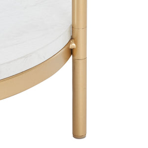 Safavieh Dove End Table  XII23 White Faux Marble  / Gold  Metal ACC2501A