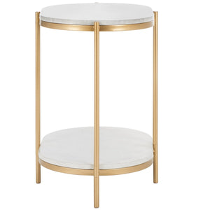 Safavieh Dove End Table  XII23 White Faux Marble  / Gold  Metal ACC2501A