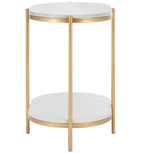 Safavieh Dove End Table  XII23 White Faux Marble  / Gold  Metal ACC2501A