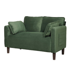 English Elm 48" Corduroy Compact Loveseat with Side Pocket Solid Wood Frame for Small Spaces Dark Green W2715P409866
