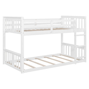 English Elm Twin Over Kids Bunk Bed Solid Pine Frame Gray Finish with Safety Guardrail N708P242163K