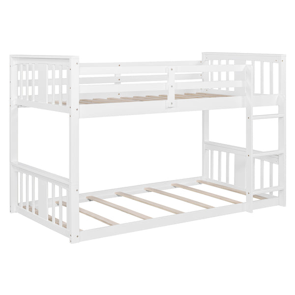 English Elm Twin Over Kids Bunk Bed Solid Pine Frame Gray Finish with Safety Guardrail N708P242163K