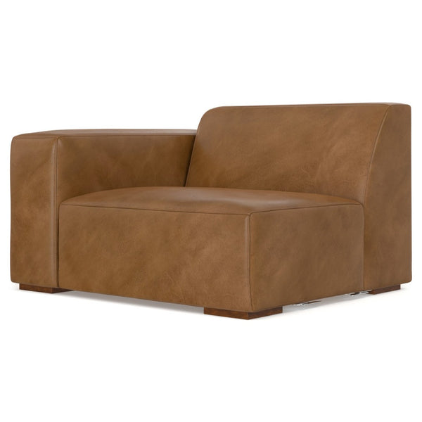 English Elm Rex Left Arm Sofa Module - Luxurious Caramel Brown Leather, Modern Comfort, And Customizable Design B136P199274-GIGA