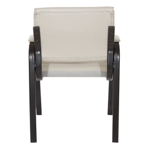 OSP Home Furnishings Guest Chair Faux Leather Office Visitor Seat with Padded Arms and Steel Frame Support Taupe FL10274-U21