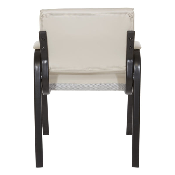 OSP Home Furnishings Guest Chair Faux Leather Office Visitor Seat with Padded Arms and Steel Frame Support Taupe FL10274-U21