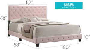 English Elm Charming Velvet Twin Bed with Hidden Storage Drawers, Casual Solid Frame, Easy Assembly Comfort Pink 24.6 L x 82 W x 5.5 H B078108023