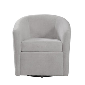 English Elm Oaklynn Barrel Swivel Accent Chair in Durable Performance Fabric — Stain-Resistant, 360° Comfort LIGHT GREY B050P281010