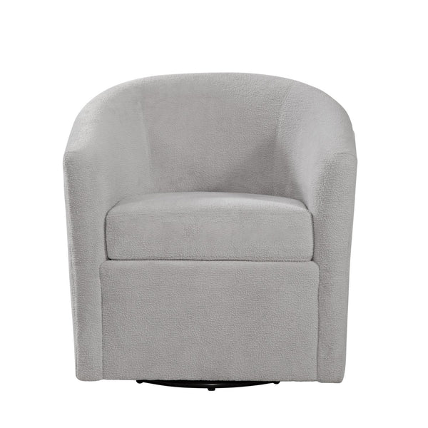 English Elm Oaklynn Barrel Swivel Accent Chair in Durable Performance Fabric — Stain-Resistant, 360° Comfort LIGHT GREY B050P281010