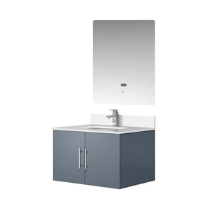 English Elm Dark Grey 30 in. Bath Vanity Set with Cultured Marble Top, Chrome Faucet & 30in LED Mirror, Durable B2731S01305