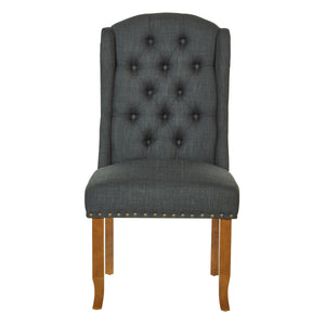 OSP Home Furnishings Jessica Tufted Wing Dining Chair Charcoal