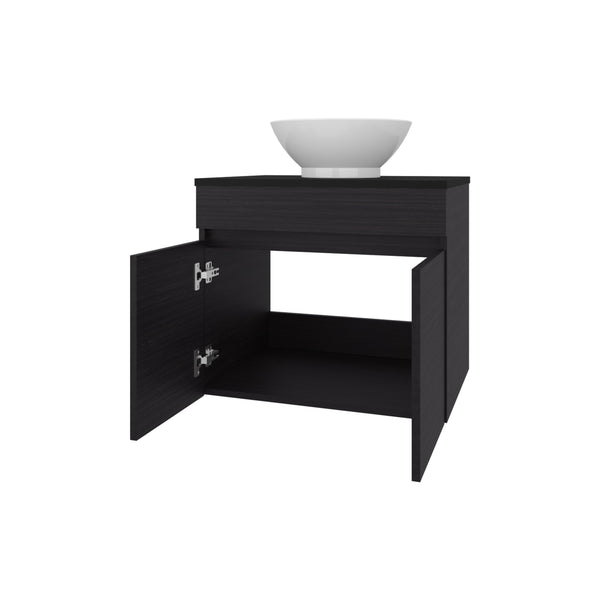 English Elm Sheridan Wenge Bathroom Vanity Cabinet with 2 Doors — Space-Saving, Scratch-Resistant Melamine Finish, 20.4"H x 23.4"W B128P314800
