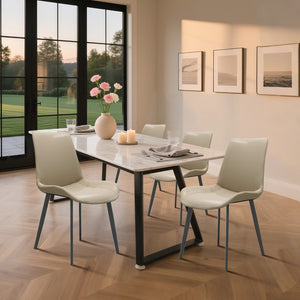 English Elm Tan Pu Leather Dining Chair Set Of 2 - Modern Ergonomic Seating For Kitchen, Restaurant & Living Rooms T3967P389590-GIGA