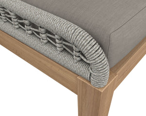 Sunpan Sorrento Dining Chair - Modern Outdoor Seating with Durable Teak Wood and Fade-Resistant Fabric Natural / Palazzo Taupe