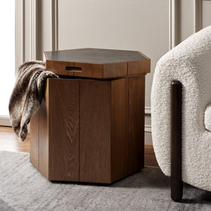 Safavieh Rafaela Hexagon Accent Table Walnut / Black Wood ACC9710A