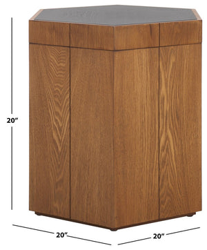 Safavieh Rafaela Hexagon Accent Table Walnut / Black Wood ACC9710A