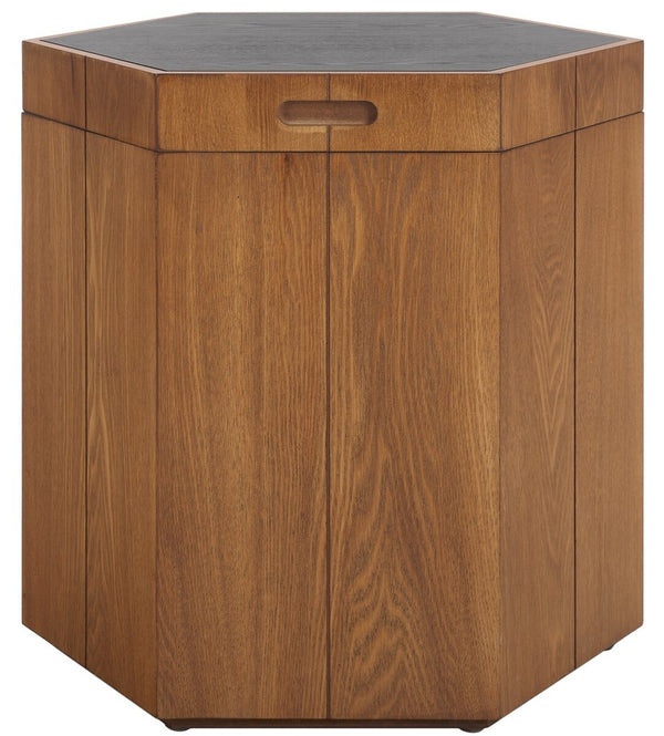 Safavieh Rafaela Hexagon Accent Table Walnut / Black Wood ACC9710A