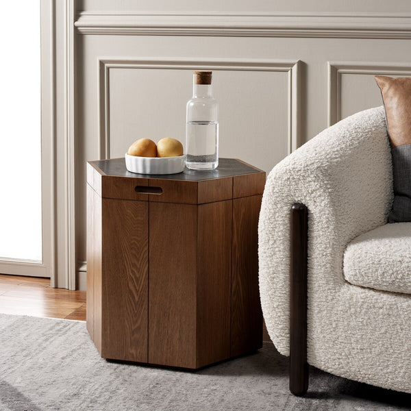 Safavieh Rafaela Hexagon Accent Table Walnut / Black Wood ACC9710A