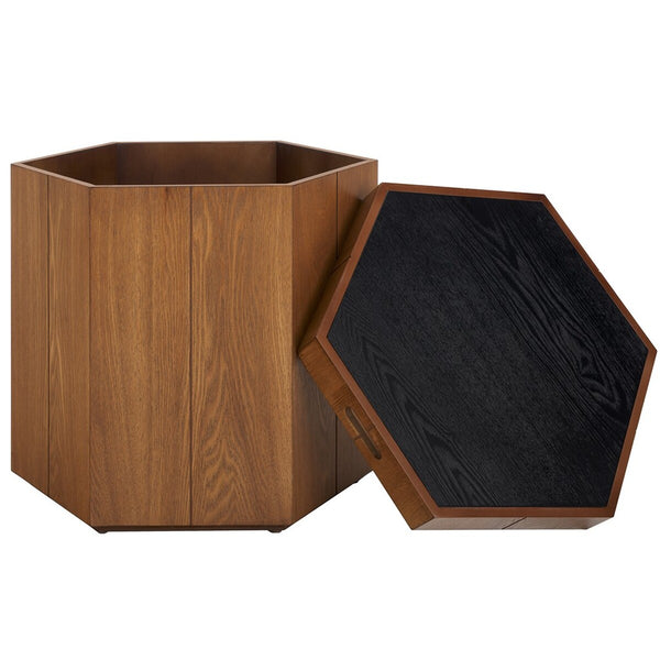 Safavieh Rafaela Hexagon Accent Table Walnut / Black Wood ACC9710A