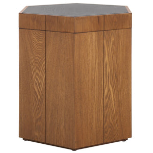 Safavieh Rafaela Hexagon Accent Table Walnut / Black Wood ACC9710A