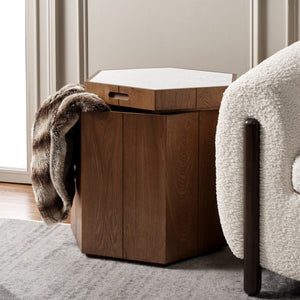 Safavieh Rafaela Hexagon Accent Table Walnut / White Wood ACC9710B