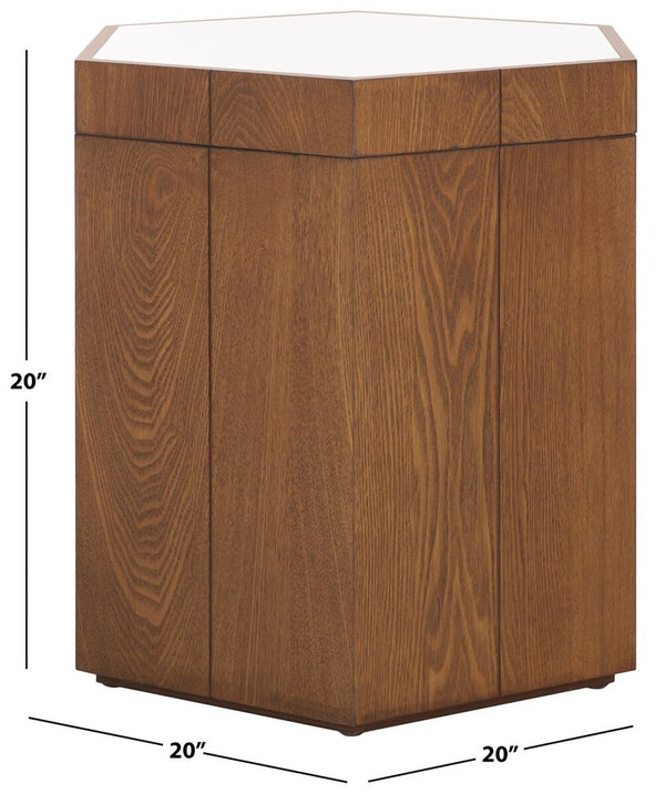 Safavieh Rafaela Hexagon Accent Table Walnut / White Wood ACC9710B
