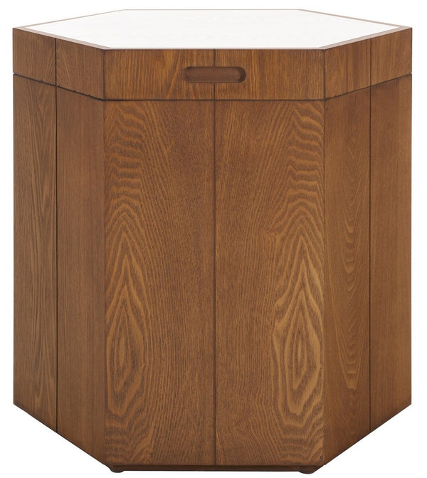 Safavieh Rafaela Hexagon Accent Table Walnut / White Wood ACC9710B