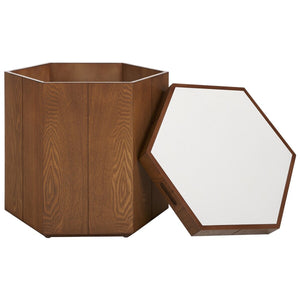 Safavieh Rafaela Hexagon Accent Table Walnut / White Wood ACC9710B