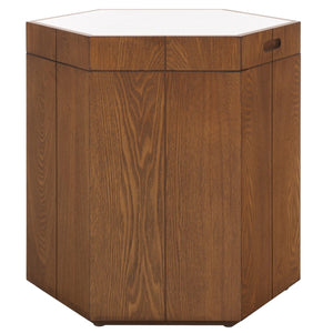 Safavieh Rafaela Hexagon Accent Table Walnut / White Wood ACC9710B