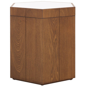 Safavieh Rafaela Hexagon Accent Table Walnut / White Wood ACC9710B
