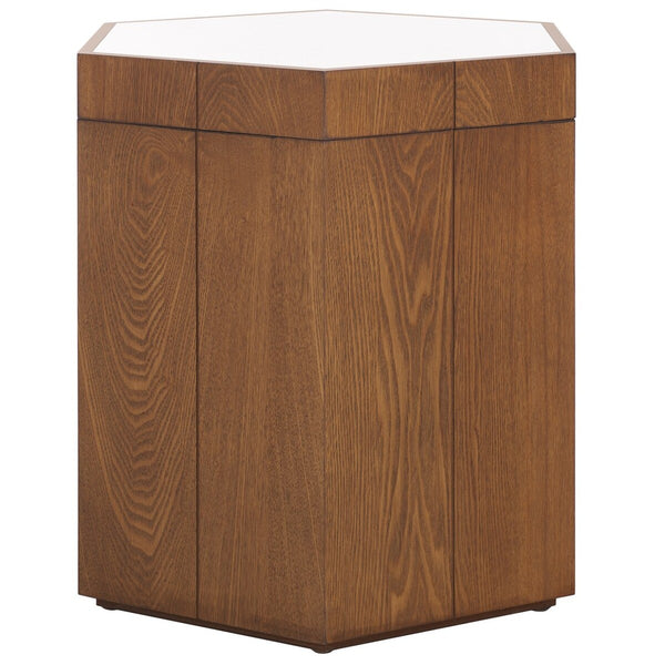 Safavieh Rafaela Hexagon Accent Table Walnut / White Wood ACC9710B