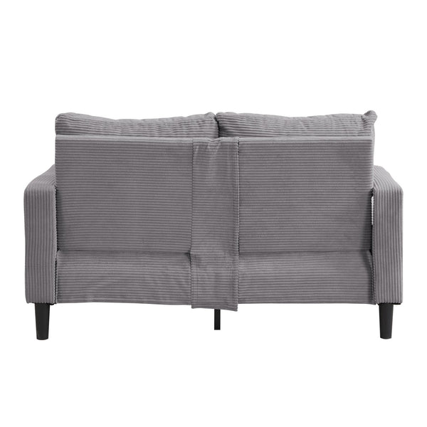 English Elm 57 High-Resilience Loveseat Sofa with Sturdy Wooden Frame, Corduroy Upholstery, Space-Saving Two-Seater Comfort Light Gray 32.09 L x 25.98 W x 15.55 H W2297P264496