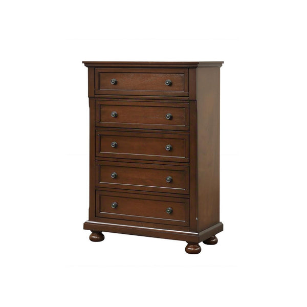 English Elm Meade Solid Wood Bedroom Chest with Felt-Lined Top Drawer, Dovetail Joints & Full-Extension Drawers Cherry 20.5 L x 39.5 W x 53 H B078P384072