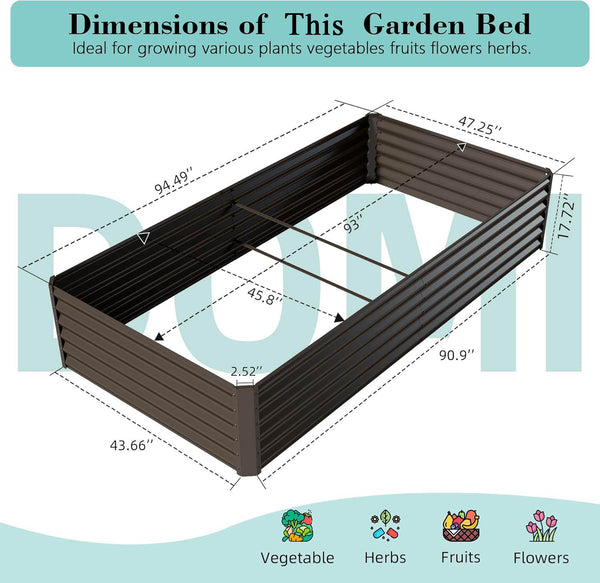 English Elm 8×4×1.5 Ft Galvanized Steel Raised Garden Bed Rust Proof Outdoor Metal Planter Brown W1859P429701