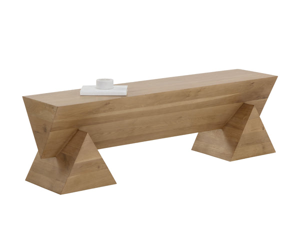 Sunpan Gregor Bench - Stylish Angular Seating in Solid Acacia Wood, Perfect for Contemporary Spaces Rustic Oak
