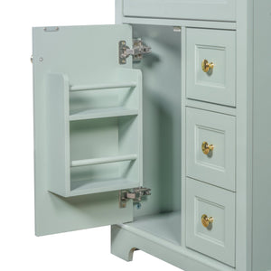 English Elm "24'' 24 Inch Glossy Freestanding Bathroom Vanity with Gold Hardware and Soft Close Storage Green Pinewood N725P375495F