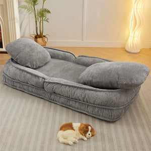 English Elm Human Dog Bed Lazy Sofa Couch 5-Position Adjustable Foldable Seat for Compact Living Spaces Gray W2108P193219