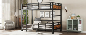 English Elm Twin Xl Solid Pine Loft Bed with Built-in Led Lighting and Storage Shelves W1580S00442