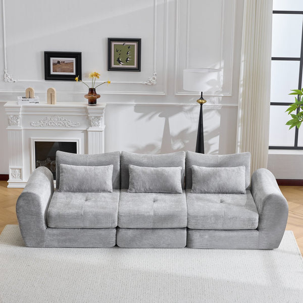 English Elm Modular Cloud Sectional Sofa Bed with Flannelette Upholstery for Flexible Living Grey W1829S00076