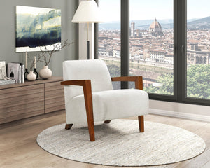 English Elm Ultra-Modern Mid-Century Chenille Armchair with Chestnut Solid Wood Frame, Dacron Foam Comfort, Stylish Seating for Living Room Beige 30.25 L x 28.75 W x 17.25 H B011P308548