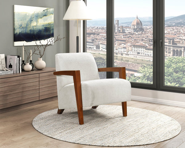 English Elm Ultra-Modern Mid-Century Chenille Armchair with Chestnut Solid Wood Frame, Dacron Foam Comfort, Stylish Seating for Living Room Beige 30.25 L x 28.75 W x 17.25 H B011P308548