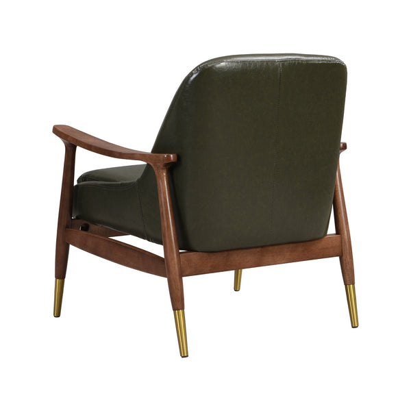 English Elm 29.2'' Mid-century Faux Leather Accent Chair Solid Wood Frame Brass Tipped Legs Lounge N767P205863G