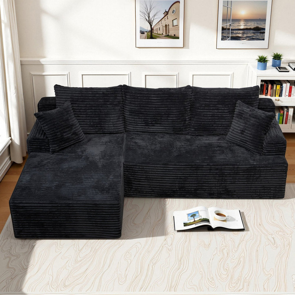 English Elm Modern Chenille Sectional Sofa with Chaise Modular L Shaped Living Room Set W3653P443453