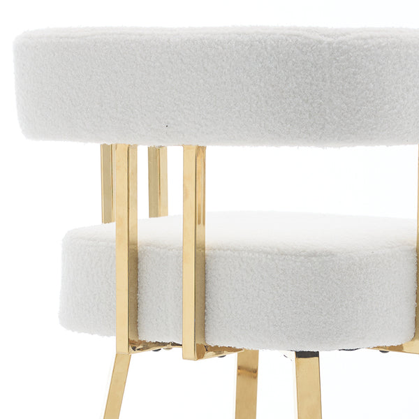 English Elm Ts Teddy Fleece Accent Chair Set of Two with Gold Square Legs for Glam Modern Spaces White W2311P412751