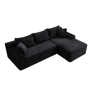 English Elm 106.3" Jumbo Corduroy L-shaped Sectional Deep Seat Sofa for Modern Living Rooms W5515S00037