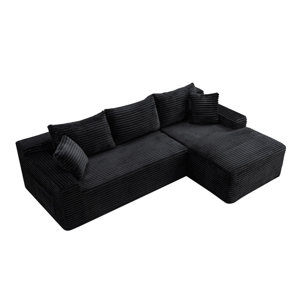 English Elm 106.3" Jumbo Corduroy L-shaped Sectional Deep Seat Sofa for Modern Living Rooms W5515S00037