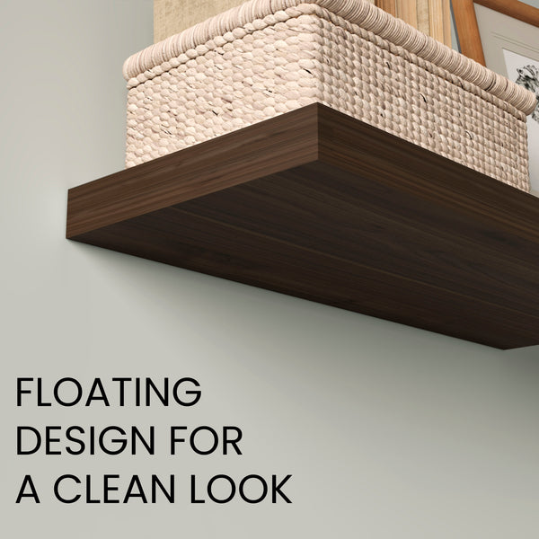 English Elm Floating Shelves, Dark Oak, Modern Minimalist Design For Stylish Wall Storage & Decor Display B097P369454