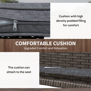 English Elm Outsunny 3-Piece Rattan Wicker Bar Set With Cushioned Stools And Wood Grain Table For Outdoor Fun W2225P217542-GIGA