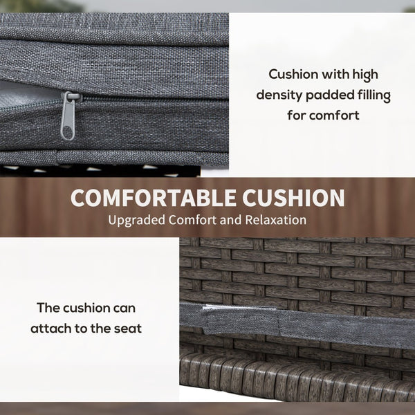 English Elm Outsunny 3-Piece Rattan Wicker Bar Set With Cushioned Stools And Wood Grain Table For Outdoor Fun W2225P217542-GIGA