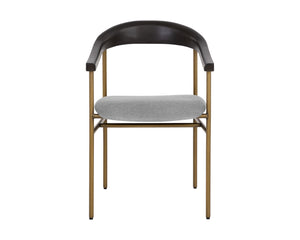 Sunpan Giorgio Mid-Century Modern Dining Armchair with Antique Brass Legs and Durable Performance Fabric